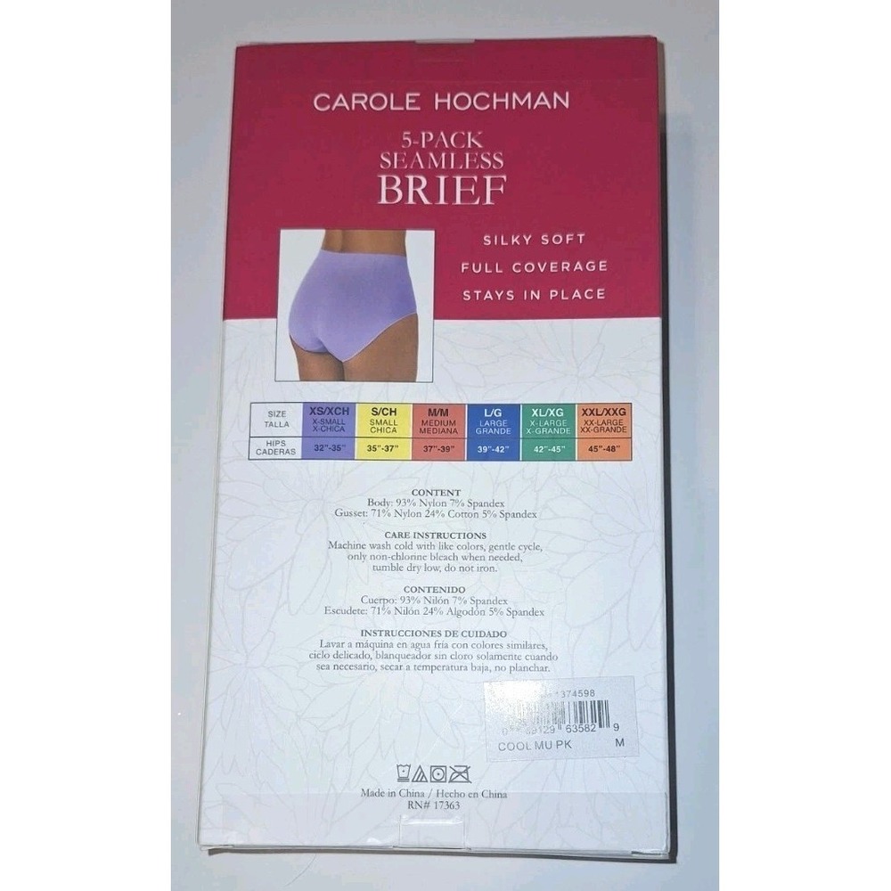 5 pack of carole hochman seamless brief underwear size M/M Medium - Picture 2 of 4